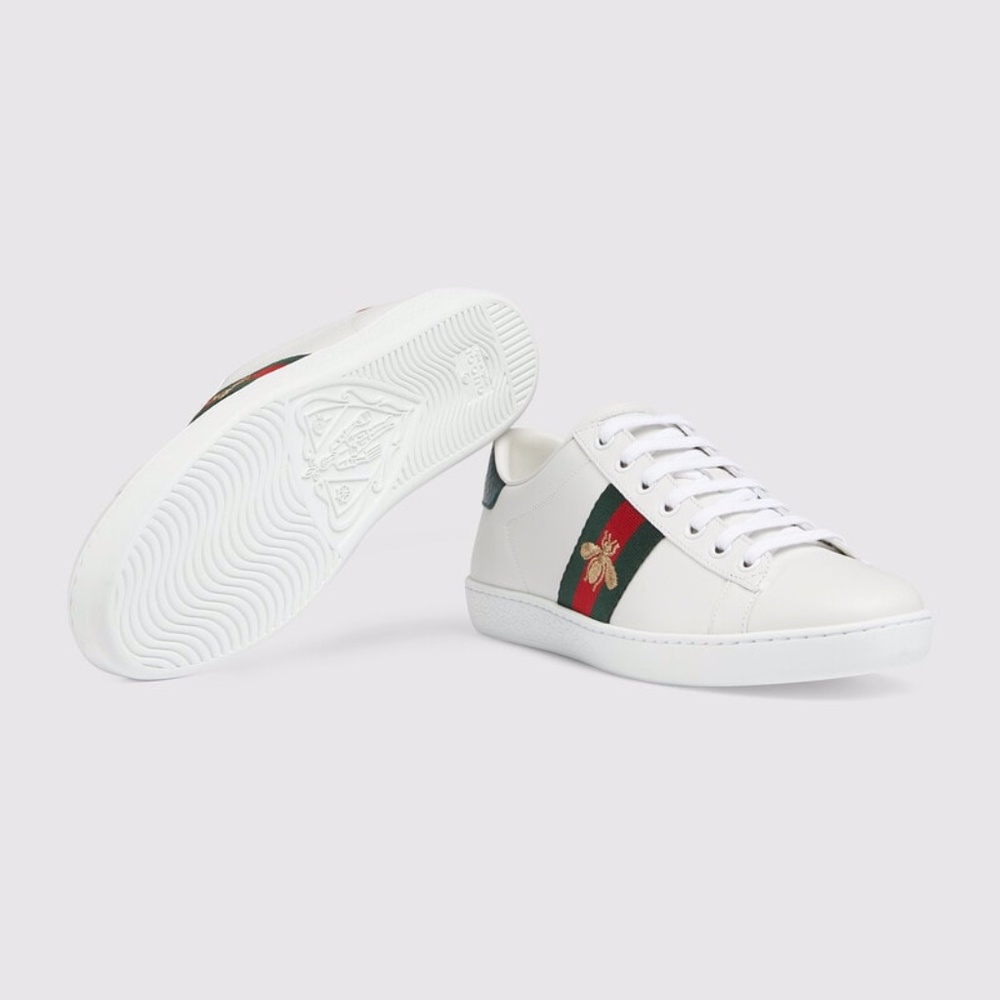 Gucci Ace Bee Embroidered Sneakers White Bee Princetown Shoes Marmont Sz 36- 37
